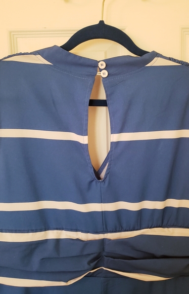 Blue and White Stripe Maxi Dress - Picture 4 of 4